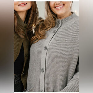 Smash + Tess whimsy cardigan heather grey longline size M/L NWT